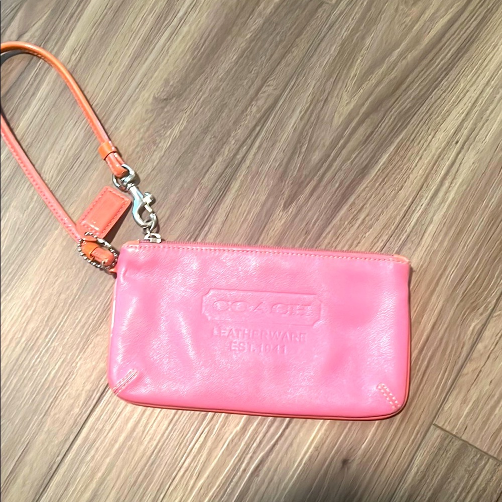 Coach Pink Leather Wristlet